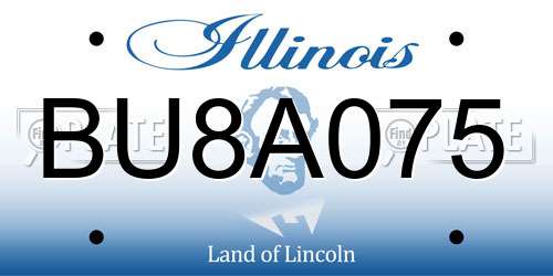 BU8A075 Illinois License Plate