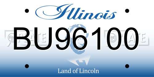 BU96100 Illinois License Plate