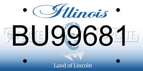 BU99681 Illinois License Plate