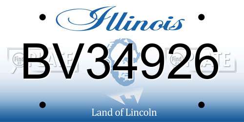 BV34926 Illinois License Plate