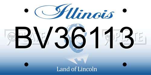BV36113 Illinois License Plate