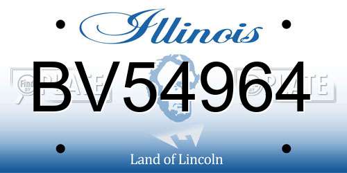 BV54964 Illinois License Plate