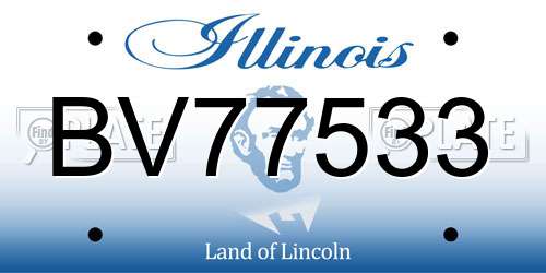 BV77533 Illinois License Plate