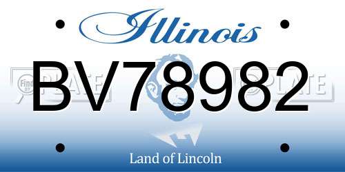 BV78982 Illinois License Plate
