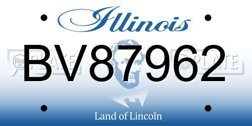 BV87962 Illinois License Plate