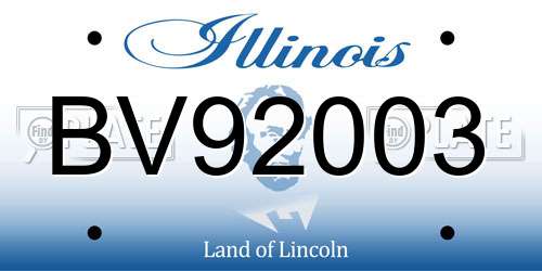 BV92003 Illinois License Plate