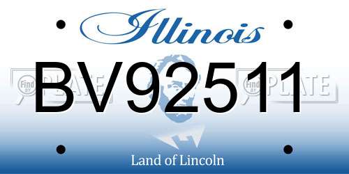 BV92511 Illinois License Plate