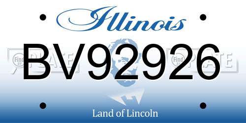 BV92926 Illinois License Plate