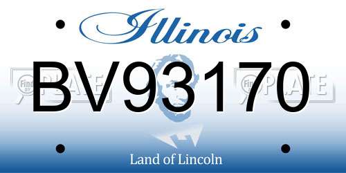 BV93170 Illinois License Plate