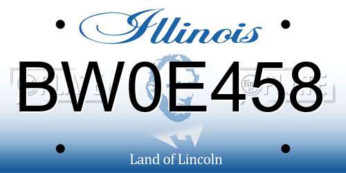BW0E458 Illinois License Plate