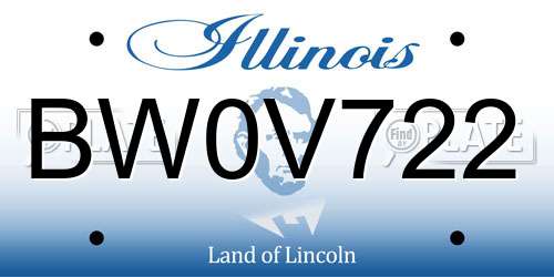 BW0V722 Illinois License Plate
