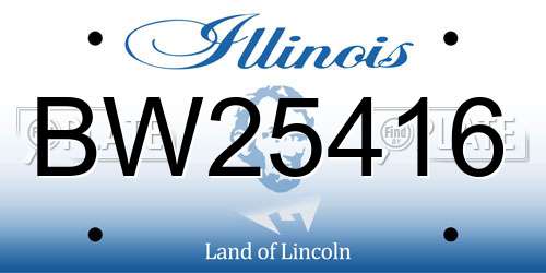 BW25416 Illinois License Plate