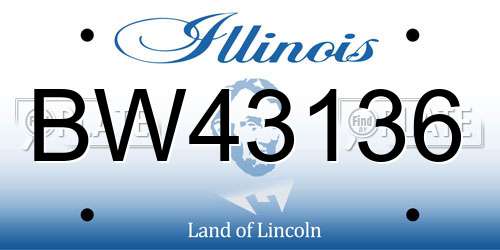 BW43136 Illinois License Plate