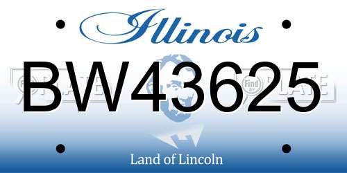 BW43625 Illinois License Plate