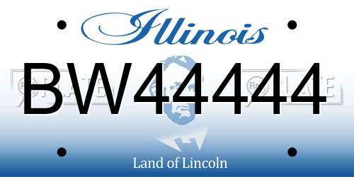 BW44444 Illinois License Plate