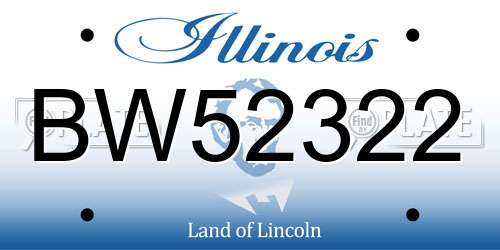 BW52322 Illinois License Plate