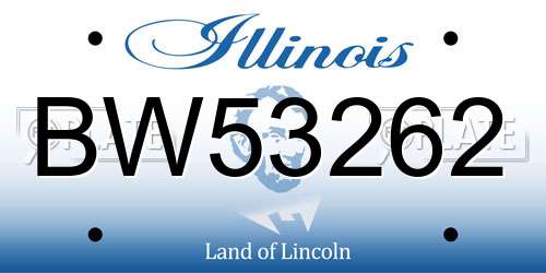 BW53262 Illinois License Plate