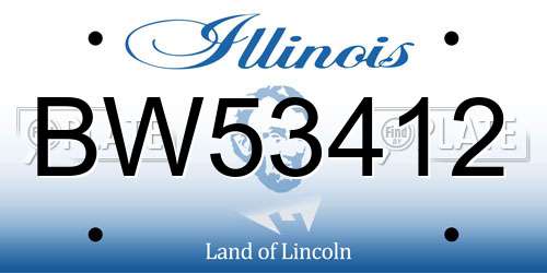 BW53412 Illinois License Plate