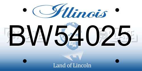 BW54025 Illinois License Plate