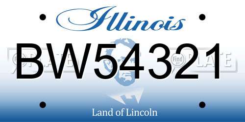 BW54321 Illinois License Plate
