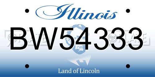 BW54333 Illinois License Plate