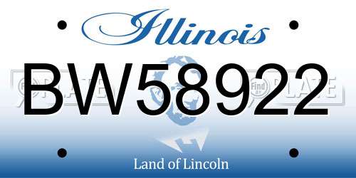 BW58922 Illinois License Plate