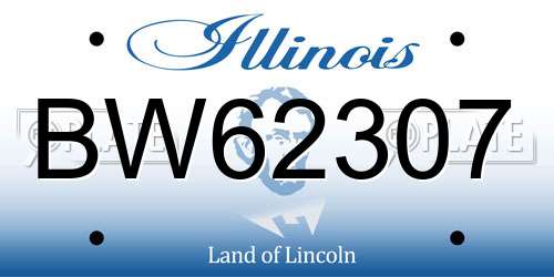 BW62307 Illinois License Plate