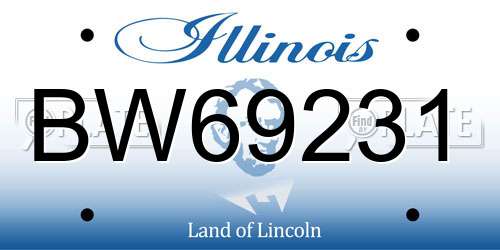 BW69231 Illinois License Plate