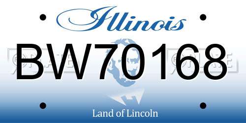 BW70168 Illinois License Plate