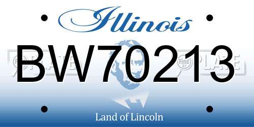 BW70213 Illinois License Plate