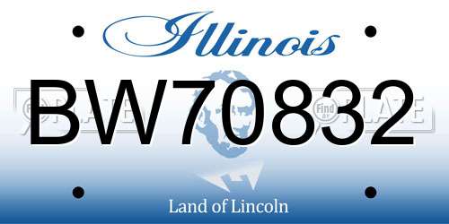 BW70832 Illinois License Plate