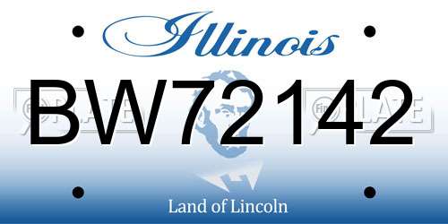 BW72142 Illinois License Plate