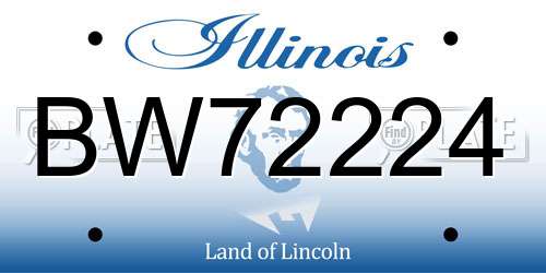 BW72224 Illinois License Plate