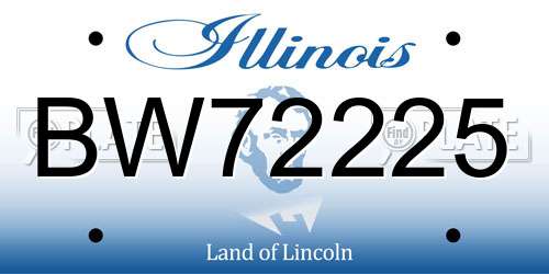 BW72225 Illinois License Plate