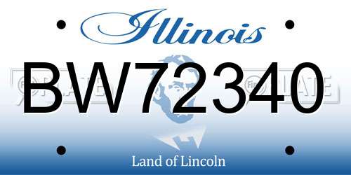 BW72340 Illinois License Plate