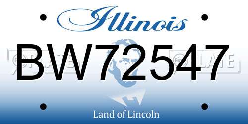 BW72547 Illinois License Plate