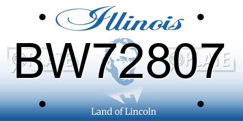 BW72807 Illinois License Plate