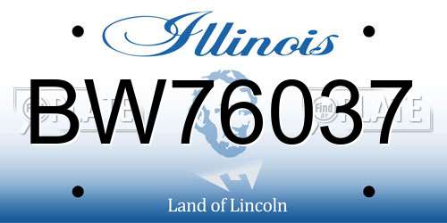 BW76037 Illinois License Plate