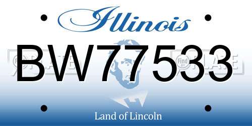 BW77533 Illinois License Plate
