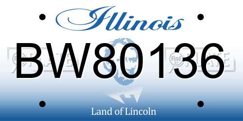 BW80136 Illinois License Plate