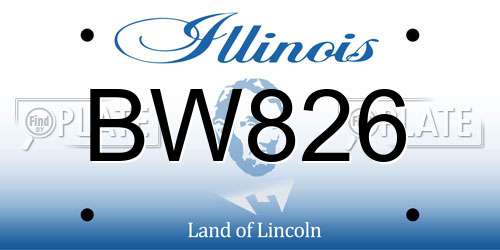 BW826 Illinois License Plate