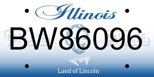 BW86096 Illinois License Plate