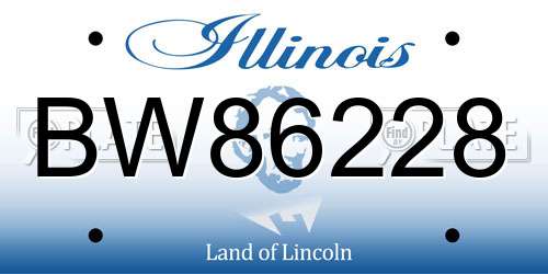 BW86228 Illinois License Plate