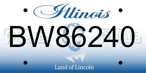 BW86240 Illinois License Plate