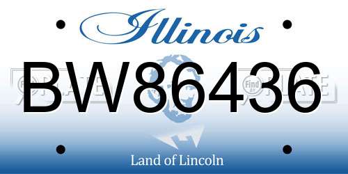 BW86436 Illinois License Plate