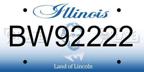 BW92222 Illinois License Plate