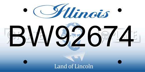 BW92674 Illinois License Plate