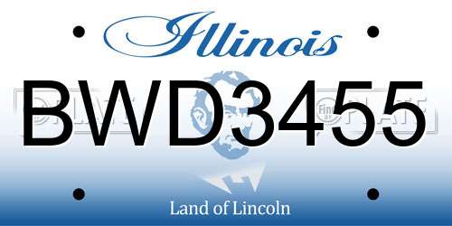BWD3455 Illinois License Plate