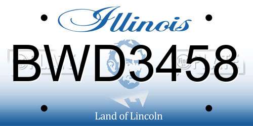 BWD3458 Illinois License Plate