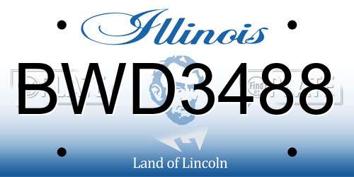 BWD3488 Illinois License Plate
